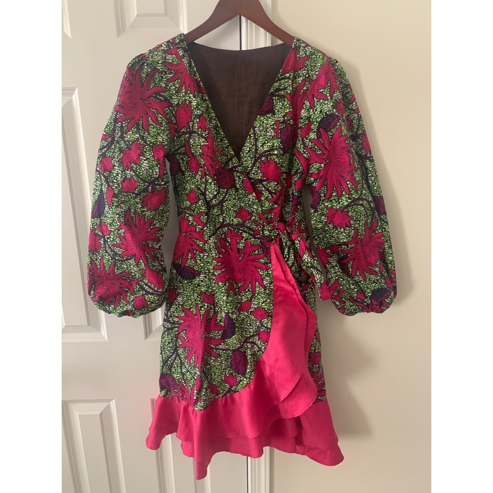 Custom made African print wrap dress